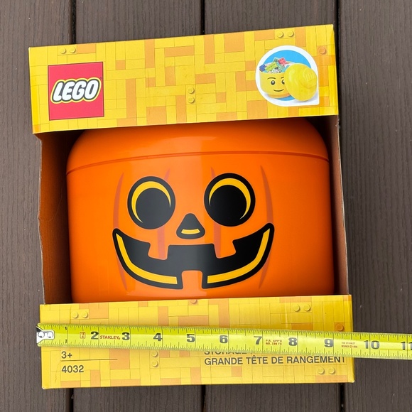 Lego Pumpkin Head LARGE Storage Container Toy Organization Bin Stackable Orange - Picture 7 of 7